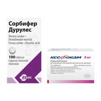 1X Сорбифер Дурулес таблетки п/о плен. 100шт + 1X Ксефокам таблетки п/о плен. 8мг 30шт