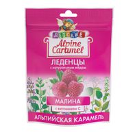 Альпийская карамель детская с натуральным медом и витамином С вскус малины Alpine Caramel леденцы пак. 75г