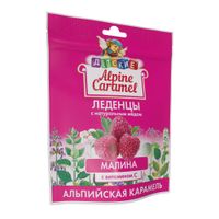 Альпийская карамель детская с натуральным медом и витамином С вскус малины Alpine Caramel леденцы пак. 75г миниатюра фото №2