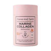 Морской коллаген вкус апельсина альфа-липоевая кислота, В10, чага и куркума WellnessGen Science and Sports стик 14шт
