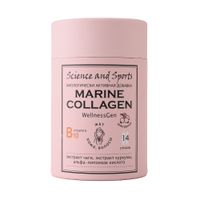 Морской коллаген вкус шиповника альфа-липоевая кислота, В10, чага и куркума WellnessGen Science and Sports стик 14шт
