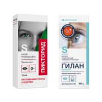 1X Пикторид-солофарм капли глазные 0,05% 10мл + 1X Раствор офтальмологический увлажняющий Гилан Комфорт фл.-кап. 0,18 % 10мл