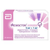 Фемостон 1/5 конти таблетки п/о плен. 5мг+1мг 28шт