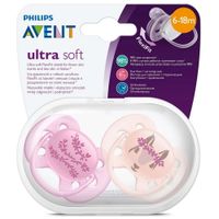Пустышка силиконовая ортодонтическая с футляром 6-18 мес. Ultra Soft Philips Avent 2шт (SCF223/04) миниатюра фото №2