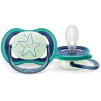 Соска-пустышка силиконовая ортодонтическая с футляром 6-18 мес. Ultra Air Night Philips Avent 2шт (SCF376/13) миниатюра фото №2