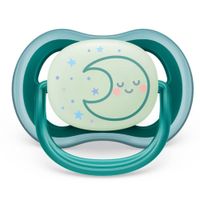 Соска-пустышка силиконовая ортодонтическая с футляром 6-18 мес. Ultra Air night Philips Avent (SCF377/02) миниатюра фото №2