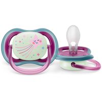 Соска-пустышка силиконовая ортодонтическая с футляром 6-18 мес. Ultra Air Night Philips Avent 2шт (SCF376/14) миниатюра фото №2