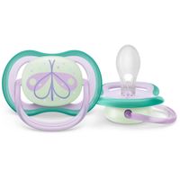 Соска-пустышка силиконовая ортодонтическая с футляром 0-6 мес. Ultra Air night Philips Avent 2шт (SCF376/19) миниатюра фото №4