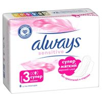 Прокладки женские гигиенические ультратонкие Sensitive Ultra Super Always/Олвейс 8шт миниатюра фото №2