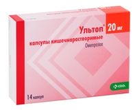 Ультоп капсулы кишечнорастворимые 20мг 14шт