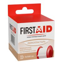 Пластырь фиксирующий на тканевой основе First Aid/Ферстэйд 5х500см