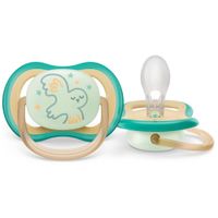 Соска-пустышка силиконовая ортодонтическая с футляром 0-6 мес. Ultra Air night Philips Avent (SCF377/01) миниатюра фото №2