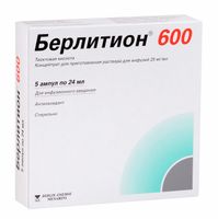 Берлитион 600 кон ц. для приг раствора для ин ф. 25мг/мл 24мл 5шт