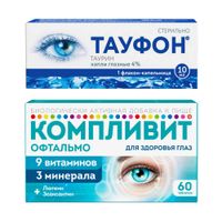1X Тауфон капли глазные 4% 10мл + 1X Компливит Офтальмо таблетки п/о плен. 472,5мг 60шт