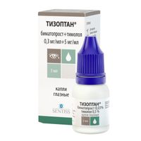 Тизоптан капли глазные 0,3мг/мл+5мг/мл 3мл