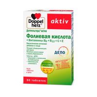 Фолиевая кислота+Витамины В6+В12+С+Е Activ Doppelherz/Доппельгерц таблетки 1134мг 30шт