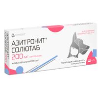 Азитронит Солютаб таблетки со вкусом печени для кошек и собак от 5 до 20кг 200мг 5шт