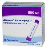 Депакин Хроносфера гранулы для внутр. прим. с пролонг высвобожд. 500мг 30шт