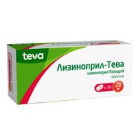 Лизиноприл-Тева таблетки 20мг 30шт миниатюра фото №3 Лизиноприл-Тева таблетки 20мг 30шт миниатюра фото №3