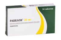 Рабелок таблетки кишечнорастворимые, покрытые оболочкой 20мг 14шт Рабелок таблетки кишечнорастворимые, покрытые оболочкой 20мг 14шт