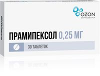 Прамипексол таблетки 0,25 мг 30шт