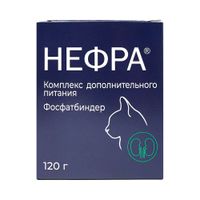 Комплекс дополнительного питания для кошек Фосфатбиндер Нефра банка 120г Комплекс дополнительного питания для кошек Фосфатбиндер Нефра банка 120г