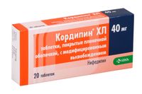 Кордипин ХЛ таблетки с пролонг. высвобожд. п/о плен. 40мг 20шт