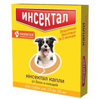 Инсектал капли для собак весом от 10 до 20кг тюбик-пипетка 99мг/19,8мг 1,5мл Инсектал капли для собак весом от 10 до 20кг тюбик-пипетка 99мг/19,8мг 1,5мл