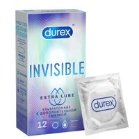 Презервативы из натурального латекса Extra Lube Invisible Durex/Дюрекс 12шт
