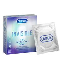 Презервативы из натурального латекса Extra Lube Invisible Durex/Дюрекс 3шт