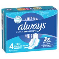 Прокладки дневные и ночные Day&Night Ultra Always/Олвейс 7шт миниатюра фото №3
