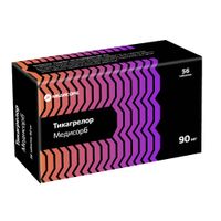 Тикагрелор Медисорб таблетки п/о плен. 90мг 56шт Тикагрелор Медисорб таблетки п/о плен. 90мг 56шт