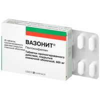 Вазонит таблетки п/о плен. пролонг действия 600мг 20шт миниатюра фото №2