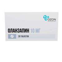 Оланзапин таблетки, покрытые пленочной оболочкой 10мг 28шт Оланзапин таблетки, покрытые пленочной оболочкой 10мг 28шт