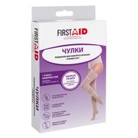 Чулки компрессионые универсал с резинкой с закрытым носком 1 класс First Aid/Ферстэйд Интекс, бежевые