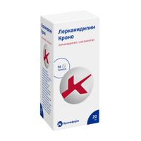 Лерканидипин Кроно таблетки, покрытые пленочной оболочкой 20мг 30шт Лерканидипин Кроно таблетки, покрытые пленочной оболочкой 20мг 30шт