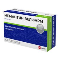 Мемантин Велфарм таблетки п/о плен. 10мг 90шт Мемантин Велфарм таблетки п/о плен. 10мг 90шт