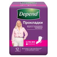 Прокладки для женщин Ultra Mini Depend/Депенд 12шт Прокладки для женщин Ultra Mini Depend/Депенд 12шт