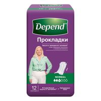 Прокладки для женщин Normal Depend/Депенд 12шт Прокладки для женщин Normal Depend/Депенд 12шт