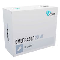 Омепразол капсулы кишечнорастворимые 20мг 60шт Омепразол капсулы кишечнорастворимые 20мг 60шт