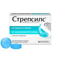 Стрепсилс вкус ментола и эвкалипта таблетки для рассасывания 24шт