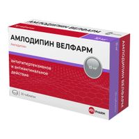 Амлодипин Велфарм таблетки 10мг 30шт Амлодипин Велфарм таблетки 10мг 30шт