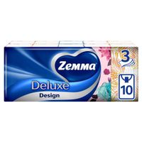 Платки носовые бумажные трехслойные неароматизированные Design Deluxe Zemma/Земма 10шт 10уп Платки носовые бумажные трехслойные неароматизированные Design Deluxe Zemma/Земма 10шт 10уп