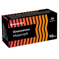 Оланзапин Медисорб таблетки п/о плен. 10мг 28шт Оланзапин Медисорб таблетки п/о плен. 10мг 28шт
