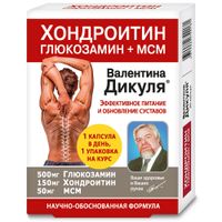 Хондроитин+Глюкозамин+МСМ питание и обновление Валентин Дикуль капсулы 975мг 30шт