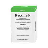 Биосулин Н суспензия для п/к введ. картридж 100МЕ/мл 3мл 5шт+Шприц-ручка БиоматикПен 2