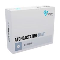 Аторвастатин таблетки, покрытые пленочной оболочкой 40мг 90шт