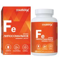 Железо липосомальное+Витамины С,В9,В12 Starmax/Стармакс капсулы 436мг 60шт