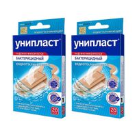 2Х Пластырь бактерицидный влагостойкий Унипласт 1,9см х 7,2см 20 шт. 2Х Пластырь бактерицидный влагостойкий Унипласт 1,9см х 7,2см 20 шт.