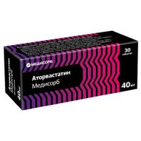 Аторвастатин Медисорб таблетки п/о плен. 40мг 30шт Аторвастатин Медисорб таблетки п/о плен. 40мг 30шт